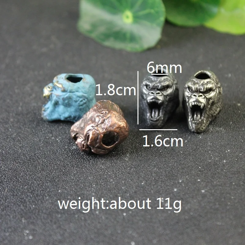 Angry Gorilla EDC Brass Knife Beads Cartoon Animal Orangutan ombrello intrecciato fai da te corda cordino Charms accessori ciondolo Paracord