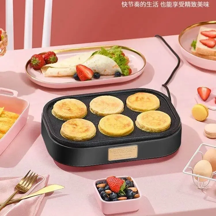 Fried egg burger machine non-stick small flat household frying pan breakfast egg dumpling pancake pan mold six-hole fried egg