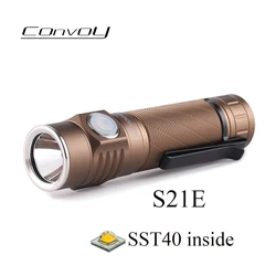 Convoy Desert tan S21E Flashlight SST40 Led Lanterna 21700 Flash Light Torch 2400lm Fishing Lamp Work Light Type-c Charging port