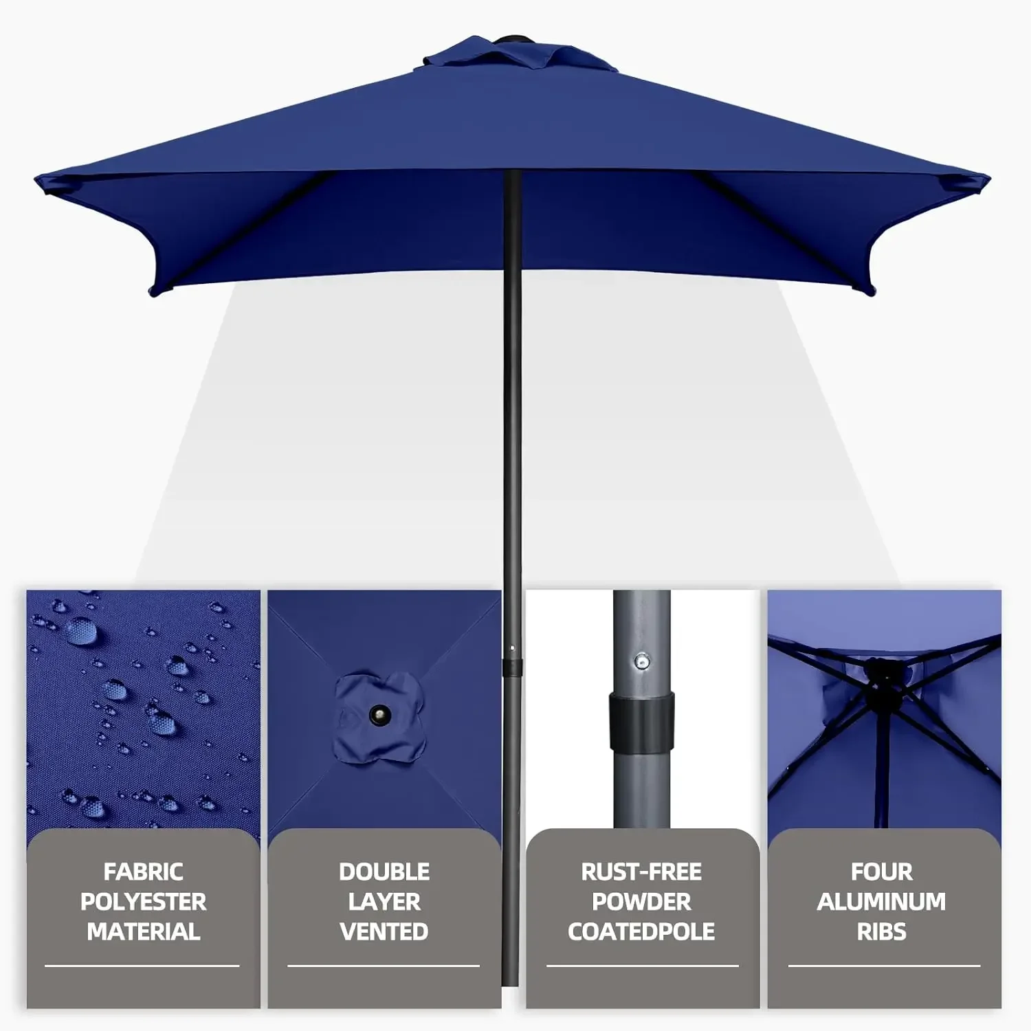 4.9 ft Patio Umbrella - Small Outdoor Table Umbrella with 4 Reinforced Ribs, UV Protection & Waterproof Pool Umbrella