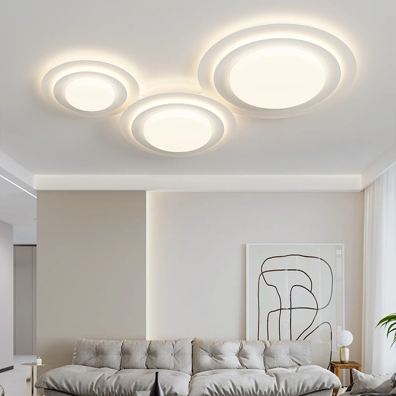 

Modern White Circle LED Ceiling Lamp Living Room Bedroom Foyer Study Ceiling Light Remote Control Lamp Lighting Fixtures