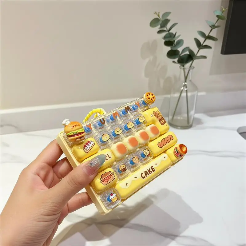 Mini Burger Bagel Decompression Fidget Toy 1Pcs 26 Key Click Button Keychain Cute Stress Reliever for Kids Birthday Gifts view 2