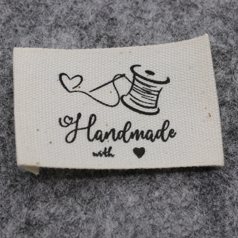 100 STKS Handgemaakt met Liefde Kledingstuk Doek Etiketten Diy Handgemaakte Naaien Kleding Tag Kleding Accessoires voor Jeans Tassen Schoenen Labels