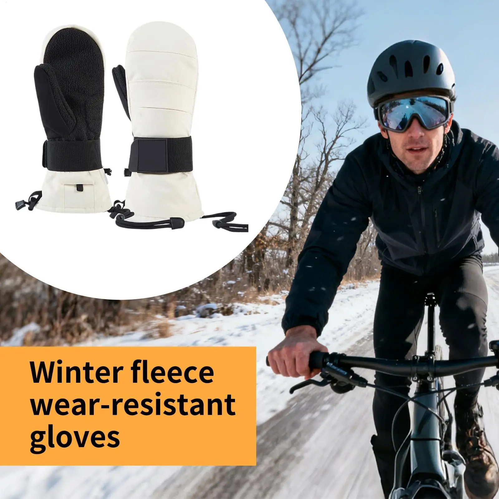 

Winter Gloves Touchscreen Thermal Mittens with Wrist Guard Fleece Lined Snow Gloves for Men Winter Motorcycle Ski Cold Weather