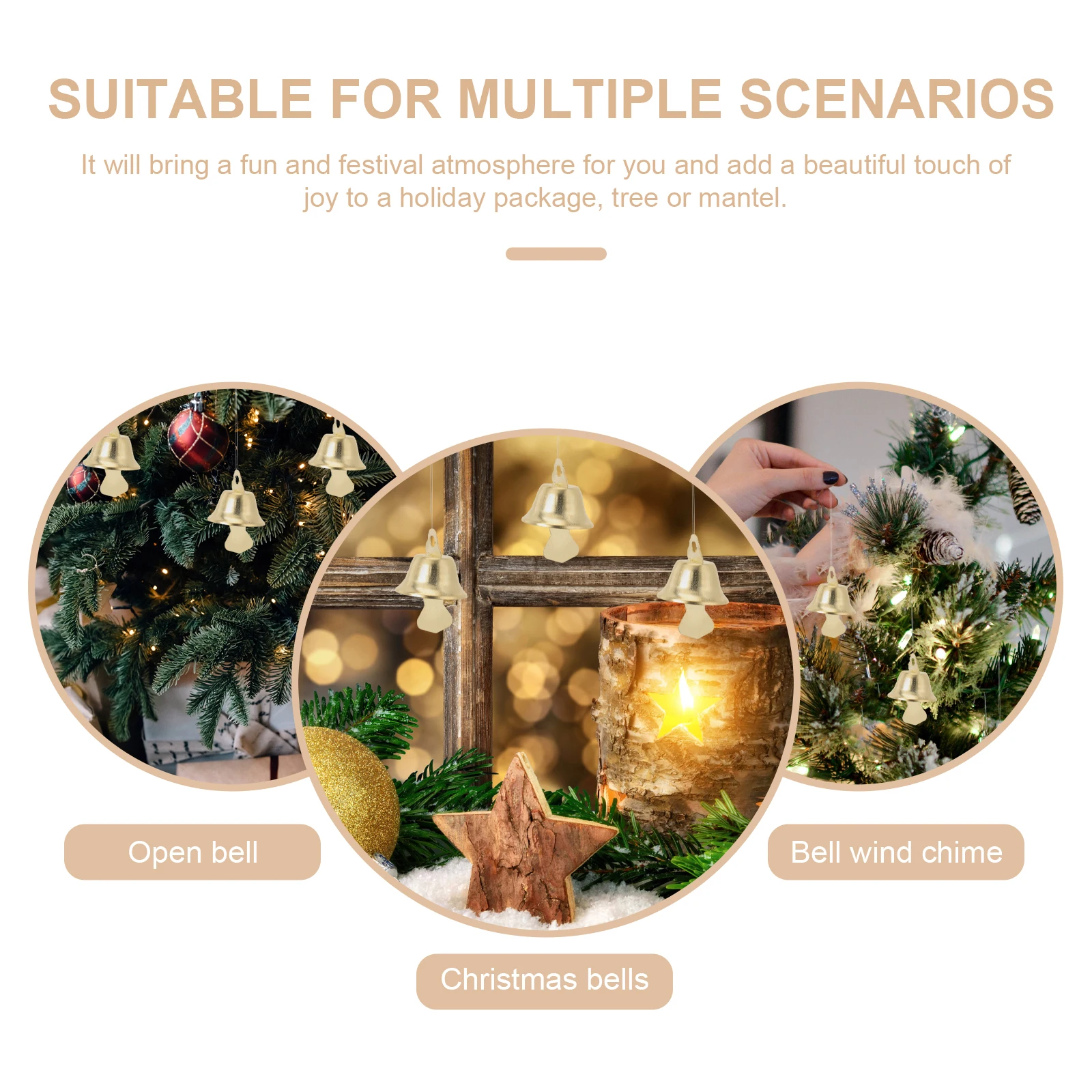 

100Pcs Goldene Glocken Mini Christmas Bells 14Mm Decorative Hanging Ornaments for DIY Party Home Office Kindergarten Festive