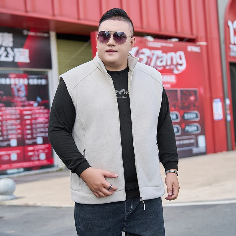 Plus Size 8XL 9XL Softshell Cycling Vests Men Sleeveless Fishing Polar Fleece Jackets For Travel Hiking Running Golf Waistcoats