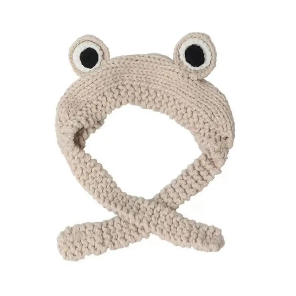 Frog Headband Hat Cute Crochet Knitted Headband Outdoors Big Eye Hair Earflap Ear Frog Accessories Protective Cap S7X9