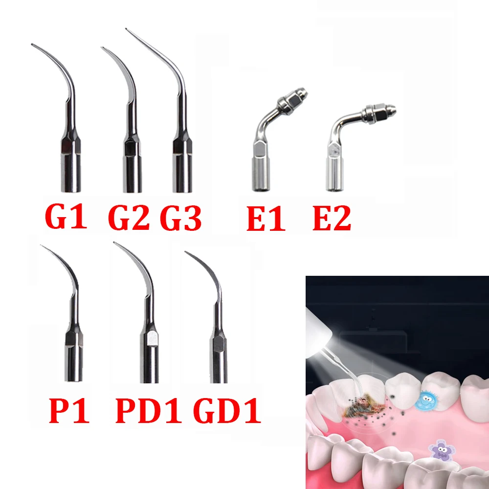 

Dental Scaler Tips Scaling Periodontics Endodontics Tip G1/2/3 E1/2 PD1/GD1/P1 for Ems Woodpecker Ultrasonic Scalers