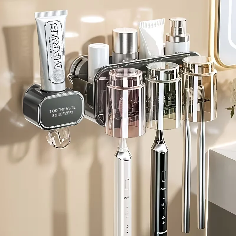 1 all-in-one wall-mounted toothpaste dispenser, no installation required, wall-mounted toothpaste holder