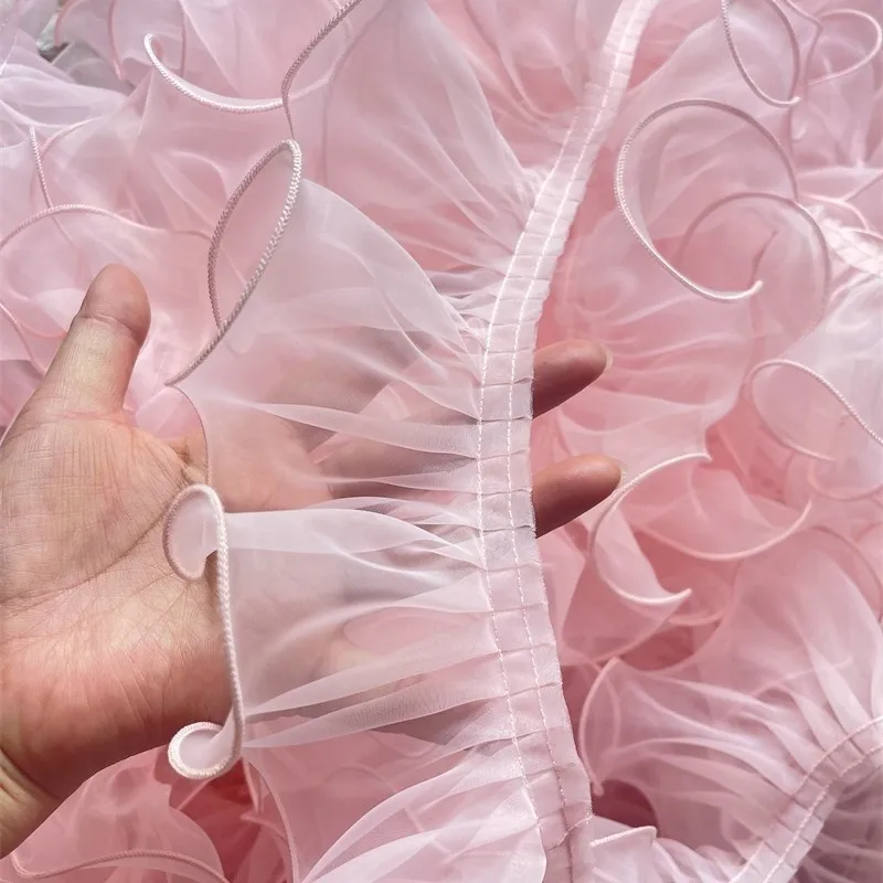 

20 ярдов плиссированной органзовой тесьмы с кружевом, аппликациями и оборками для платьев, шитья и рукоделия, ширина 8 см