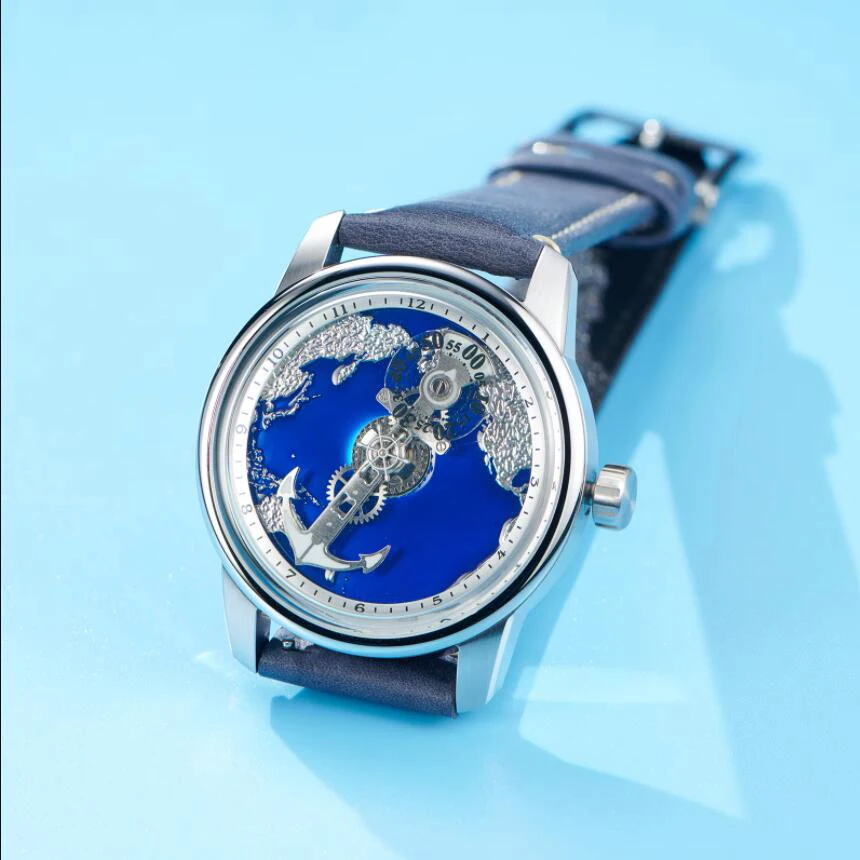 Автоматические Мужские часы OBLVLO, роскошные механические наручные часы 42 мм, водонепроницаемые часы с сапфировым навигационным циферблатом и картой