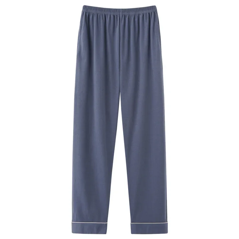 Cotton Pajama Pants Couple Long Pants Solid Color Spring Autumn Cross-border Knitted Cotton Two Pockets Thin Homewear