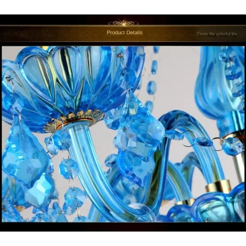 Blue Crystal Lamp European Style Coffee Chandelier Mediterranean Art Internet Cafe Chandelier Clothing Store Hotel Club Lighting