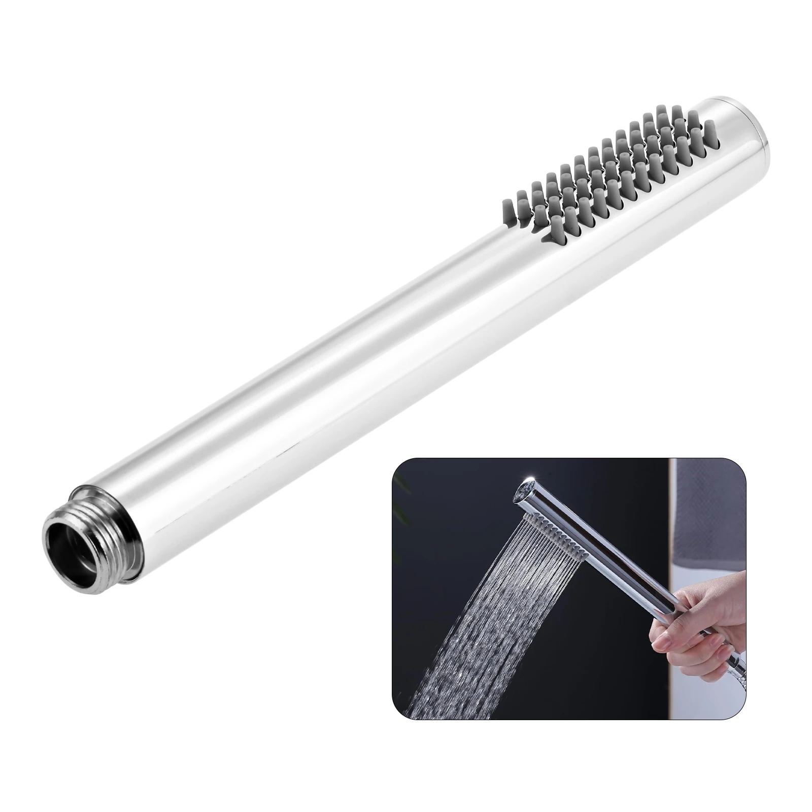 Polished Chrome Silver Handheld Shower Head Brass Screw-On Shower Head Easy To Install G2/1