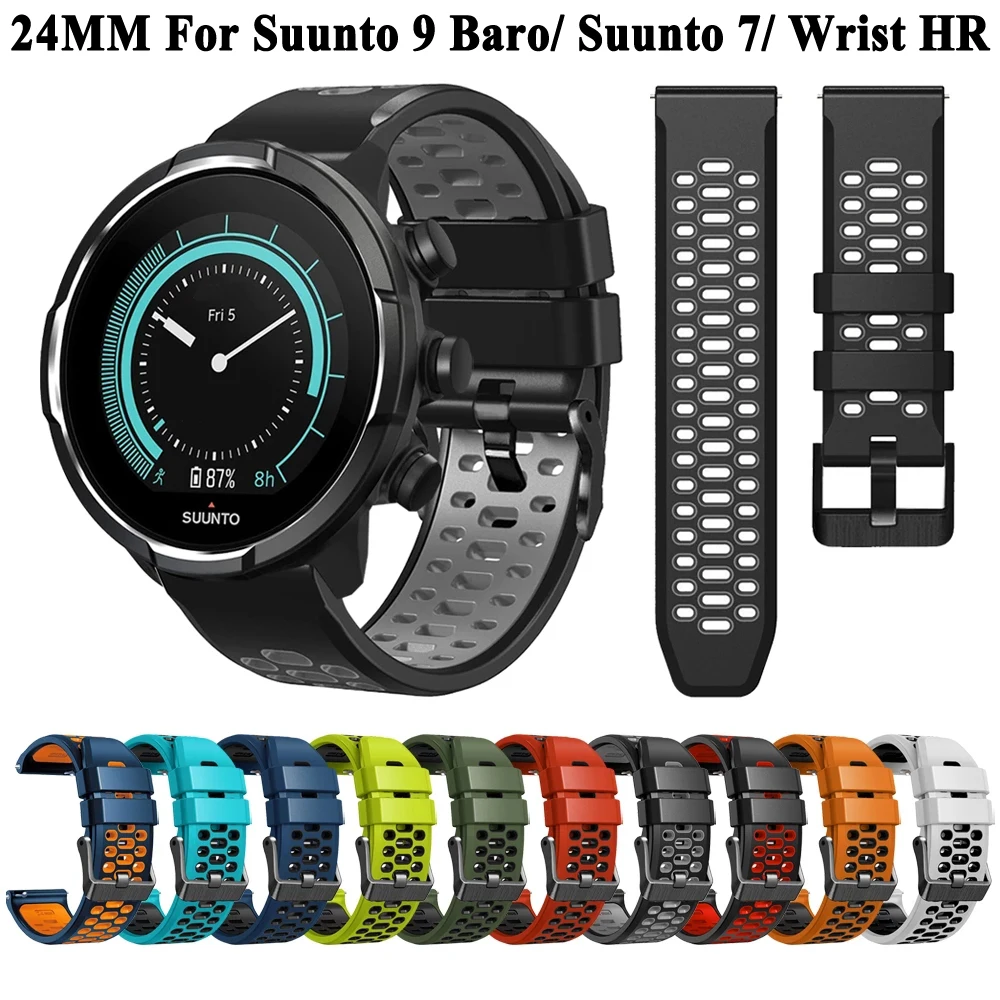 24mm Width Silicone Watch Strap For SUUNTO 7 9 Baro Bands Sport Silicone Repalcement Wristband For SUUNTO Spartan/9 Baro Correa