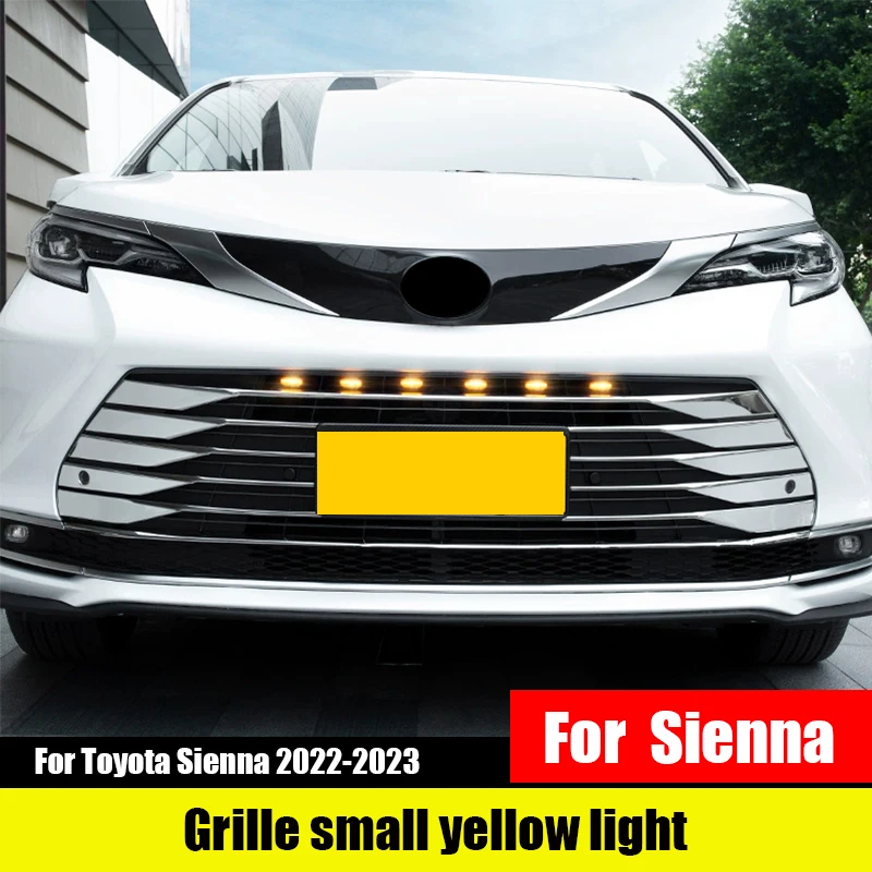 

For Toyota Sienna 2022 2023 Grille yellow light grille decorative light golden eye LED accessories