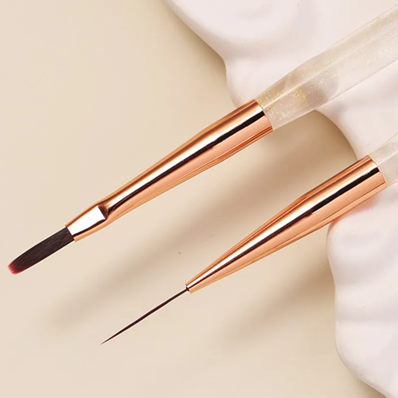 1/2 قطعة قلم رسم فني بطانة تصميم اللوحة البولندية فرشاة جل الأشعة فوق البنفسجية هلام مسمار رسم القلم أدوات رأس مستدير مع غطاء معدني #6