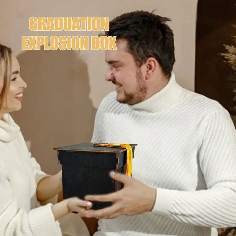 ABHU صندوق انفجارات التخرج قبعة البكالوريوس شكل هدية التعبئة صناديق خشبية 2024 تهنئة غراد هدايا الحفلات الديكور