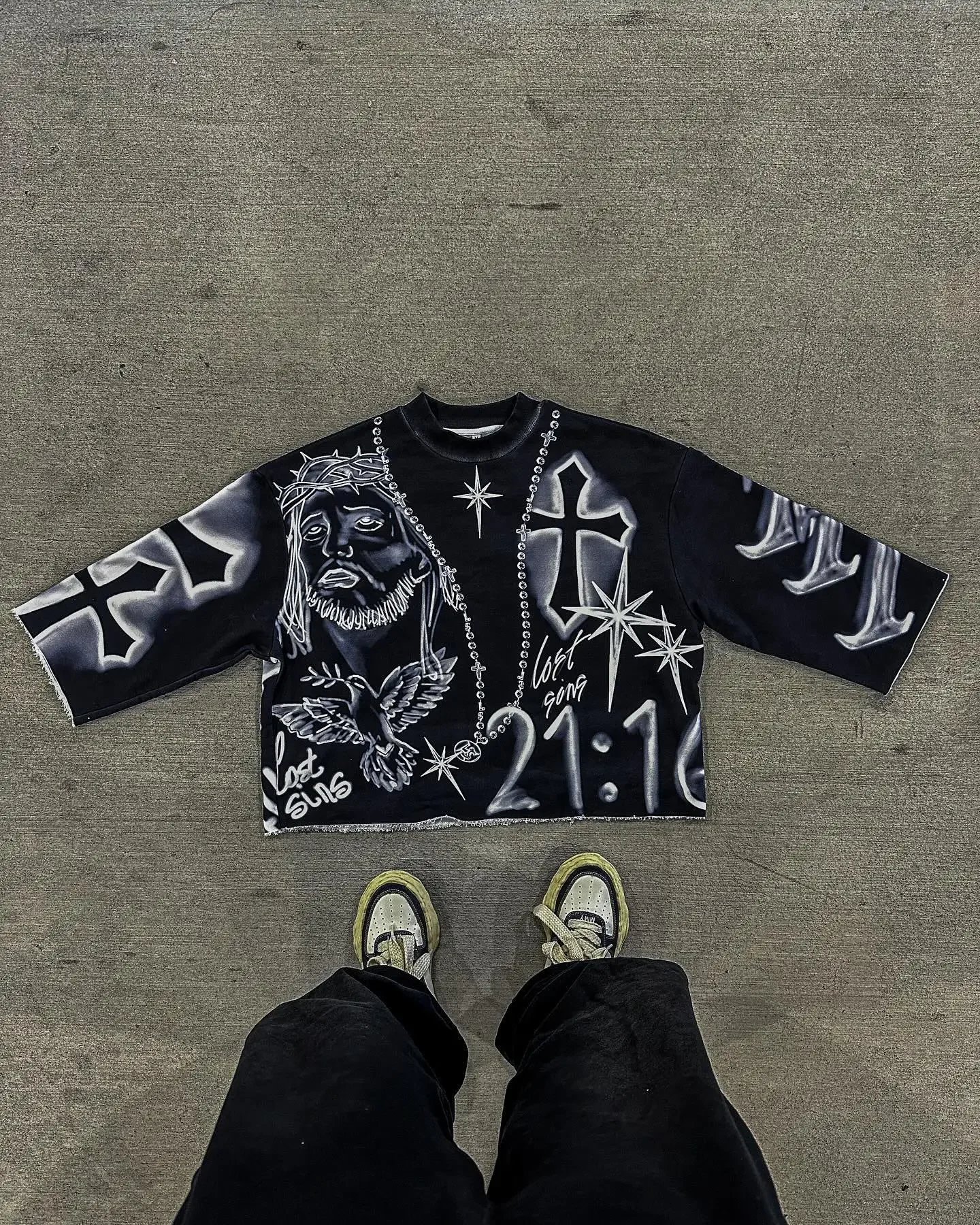 Y2k Retro Tie Dye Cross T Shirts Gothic Hip Hop Graphic Full Print