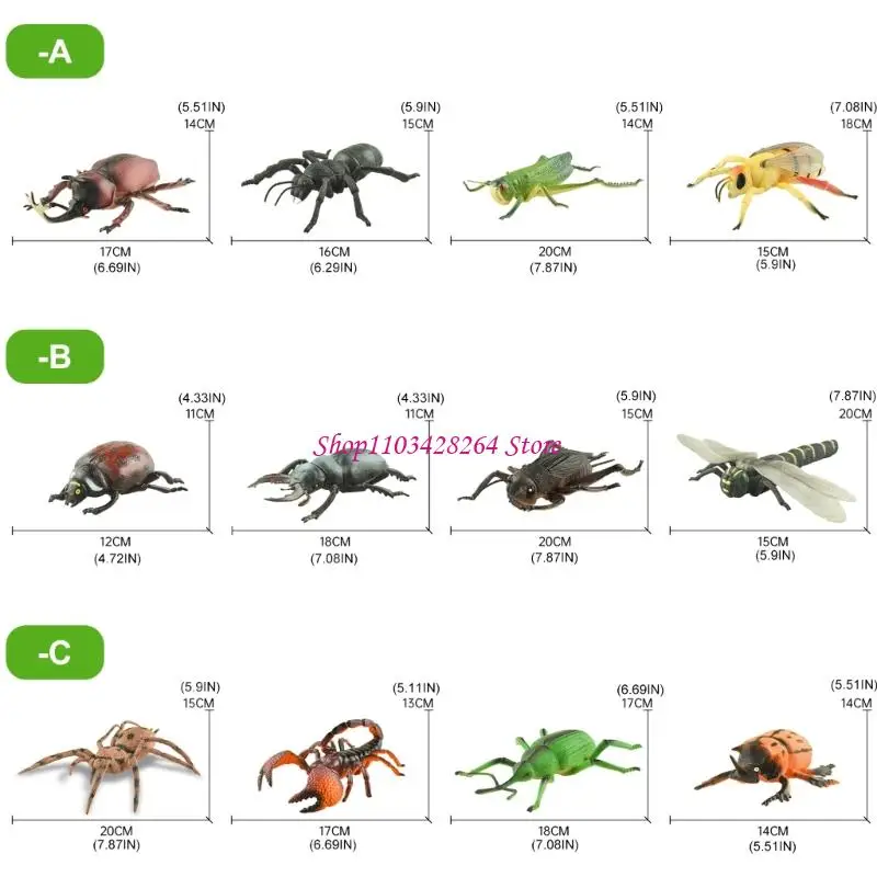  4Pcs Educational Simulation Insect Model Figurine for Kids Learning and Fun Roleplay Activity Nature Exploration