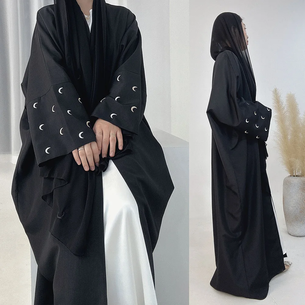 

Elegant Embroidrey Cardigan Robe For Women Abaya 2023 Long Sleeve Simple Casual Ladies Clothing Autumn Winter Islam Arab Kaftans