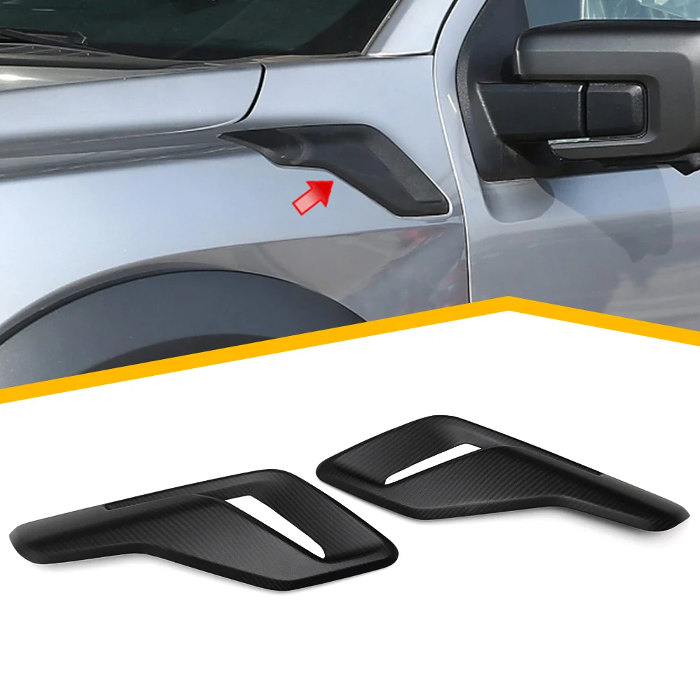 For Ford F-150 F150 Raptor R 2021+ Car Front Fender Side Vent Cover Side Body Marker Vent Cover Real Carbon Fiber Accessories