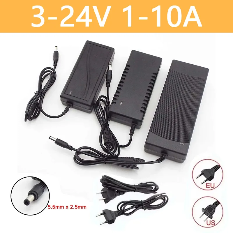 Power Supplies Adapter DC 3V 5V 6V 8v 9V 10V 12V 24V Power Supply Adapter Charger 1A 2A 3A 5A 6A 8A Universal For LED Light