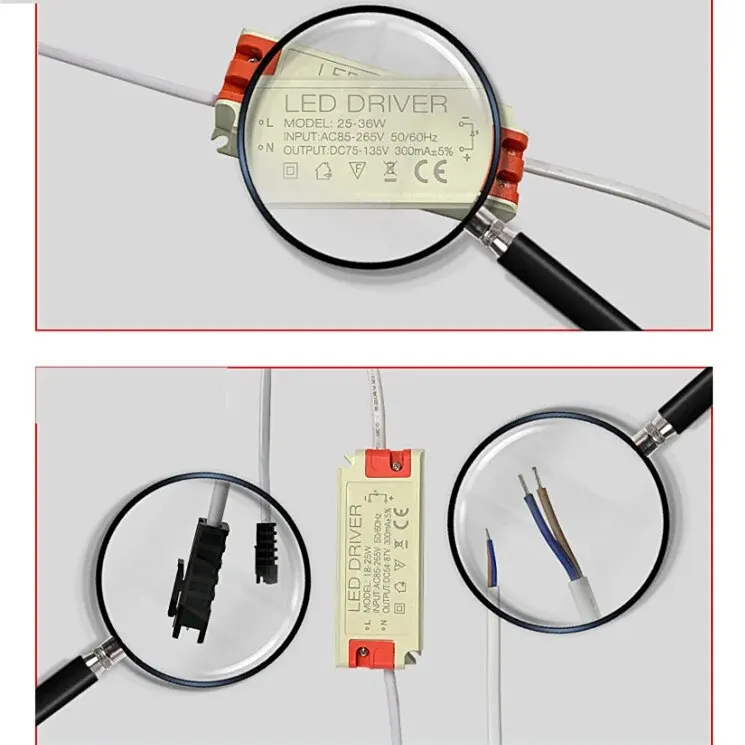 1-3W 4-7W 8-12W 12-18W 18-25W 25-36W 50W 60W alimentatore 85-265V trasformatore adattatore Driver LED 300-1800mA per downligh a soffitto