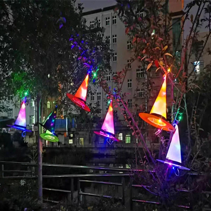 Halloween Hat Ghost Festival Party Decoration Prop LED Luminous Witch Hat Wizard Witch Hat Wizard Hats