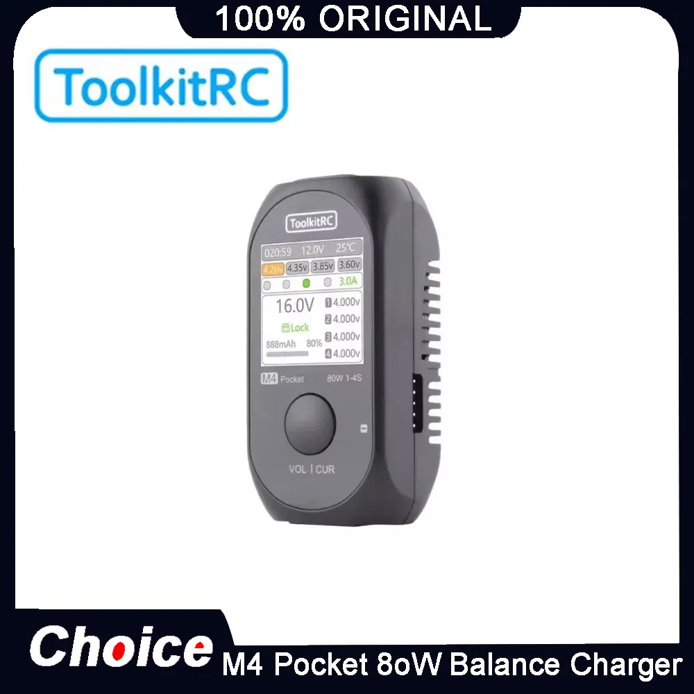ToolkitRC M4 Pocket 80W Mini-Ladegerät USB-C XT60 Dual Input für 1-4S LiPo LiHV LiFe RC Quadcopter FPV Zubehör