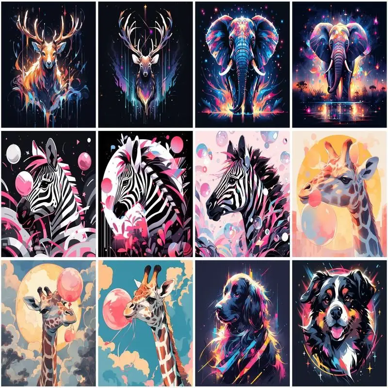 

CHENISTORY Paint By Number Zebra Elephant Animal Drawing On Canvas HandPainted Paintings Pictures By Numbers Kits Home Decor