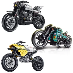 City High-tech Motorcycle Model Building Blocks Kids Assembly Motorbike Vehicle Toys DIY Speed Racing Car Kids Christmas Gifts