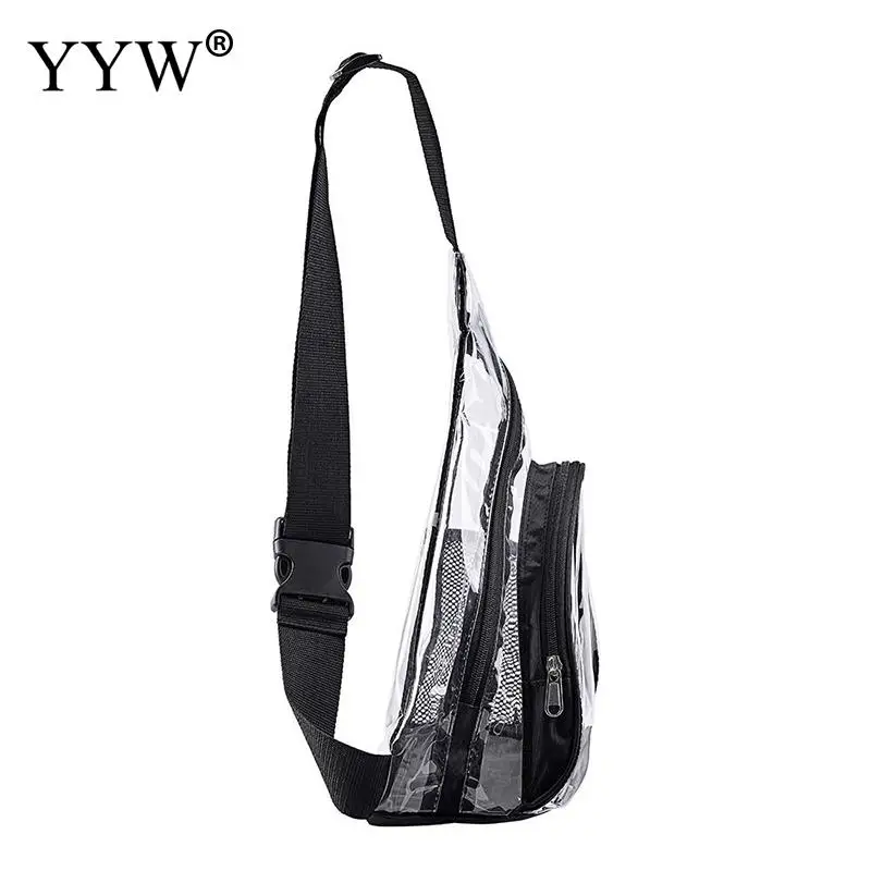 Bolso de pecho transparente de alta calidad para hombres, mochila cruzada de PVC pequeña, bolso de mensajero informal impermeable, aprobado por el