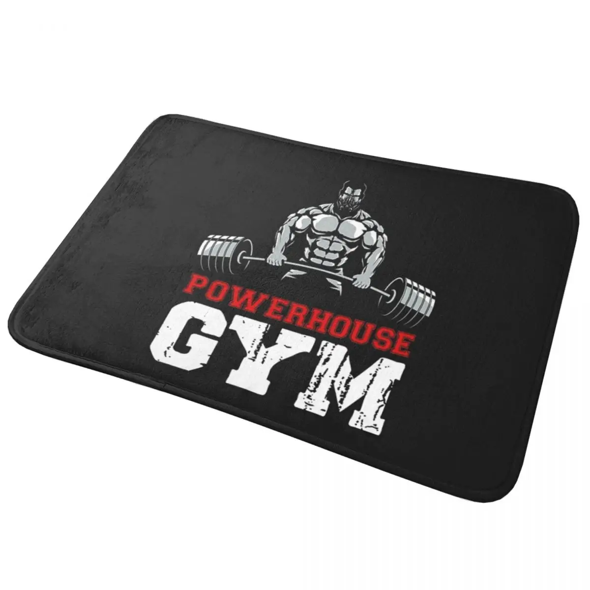 Powerhouse Gym Doormat Mat Anti-Slip Bodybuilding Fitness Motivational Quote Bath Kitchen Balcony Entrance Rug Carpet 40x60cm