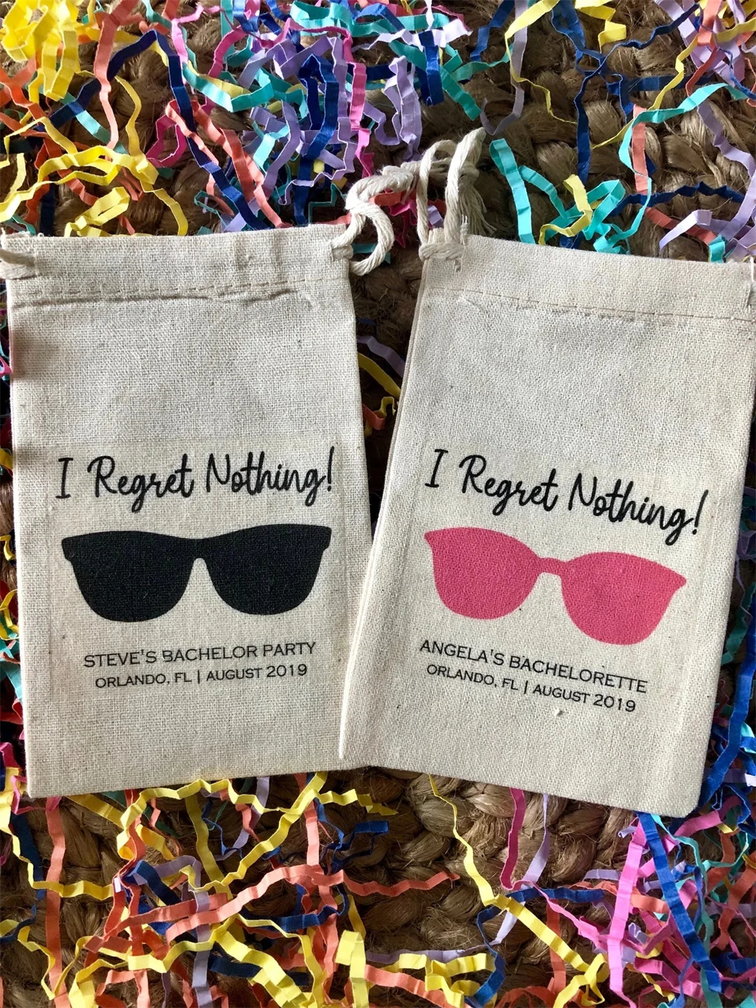 20pcs Custom Birthday Party Survival Kit Bags - I Regret Nothing Hangover Kit Wedding Hen Party Favor Bags