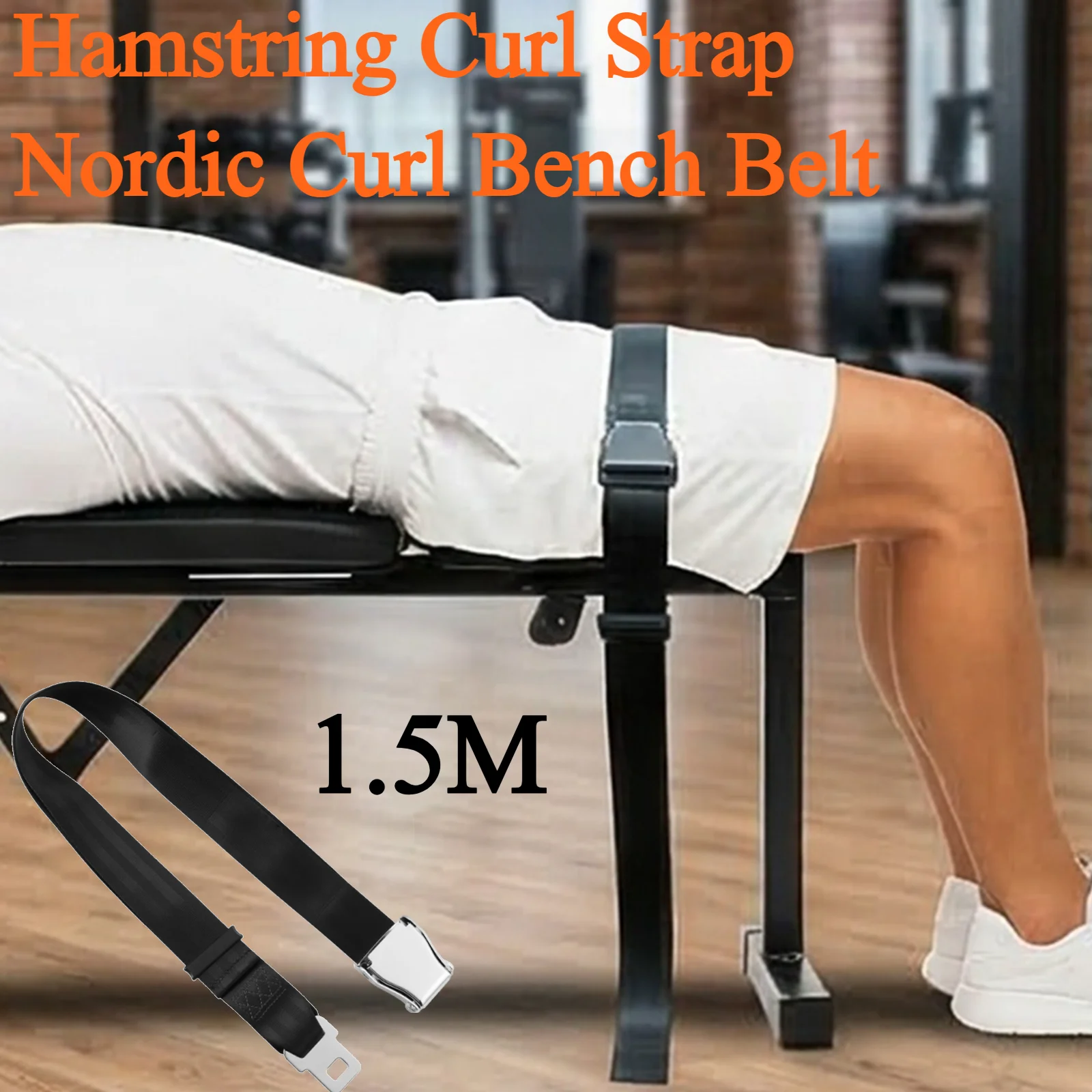 Nordic Hamstring Curl Strap with Quick-Release Buckle Adjustable Leg Gym Belt for Hamstring Curls & Beach Leg Extension Home Gym