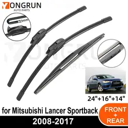 3PCS Car Wiper for Mitsubishi Lancer Sportback 2008-2017 Front Rear Windshield Four Seasons durable Accessories 2008 2009 2017