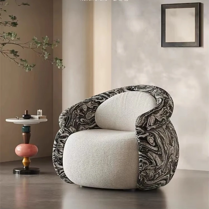 

Single sofa, retro ink painting pattern, suitable for living room or villa, high-end minimalist style.