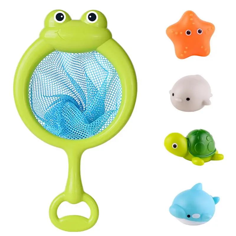 

Baby Cute Animals Bath Toys Swimming Water Toys Soft Bathing Toys With Water Animals Figures Fishing Net For Kids Funny Gift