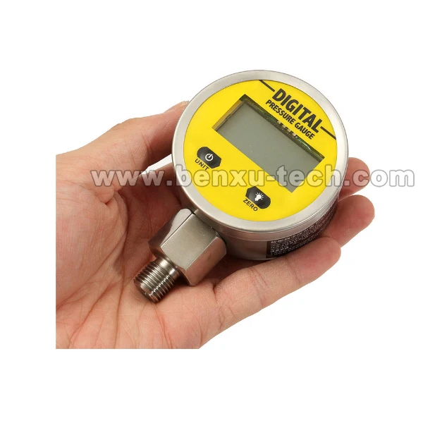 Battery-powered 304SS 4 LCD 1%FS Digtial Pressure Gauge