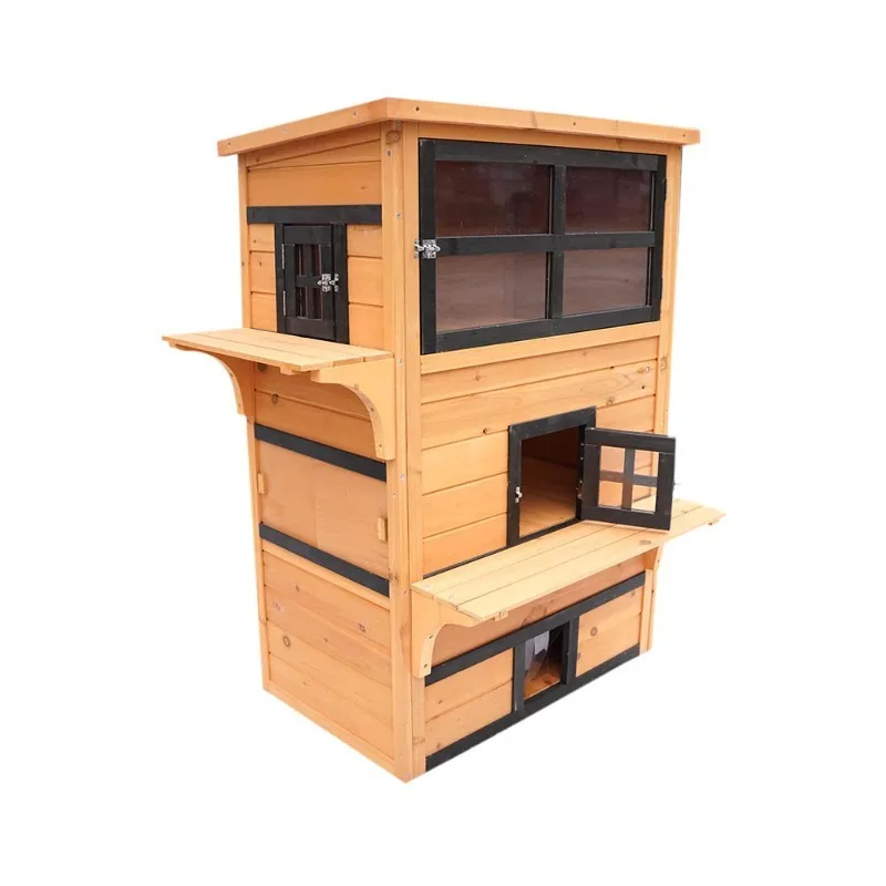 Solid wood home cat house, cat house villa display cabinet, breeding cage, extra-large pet cage