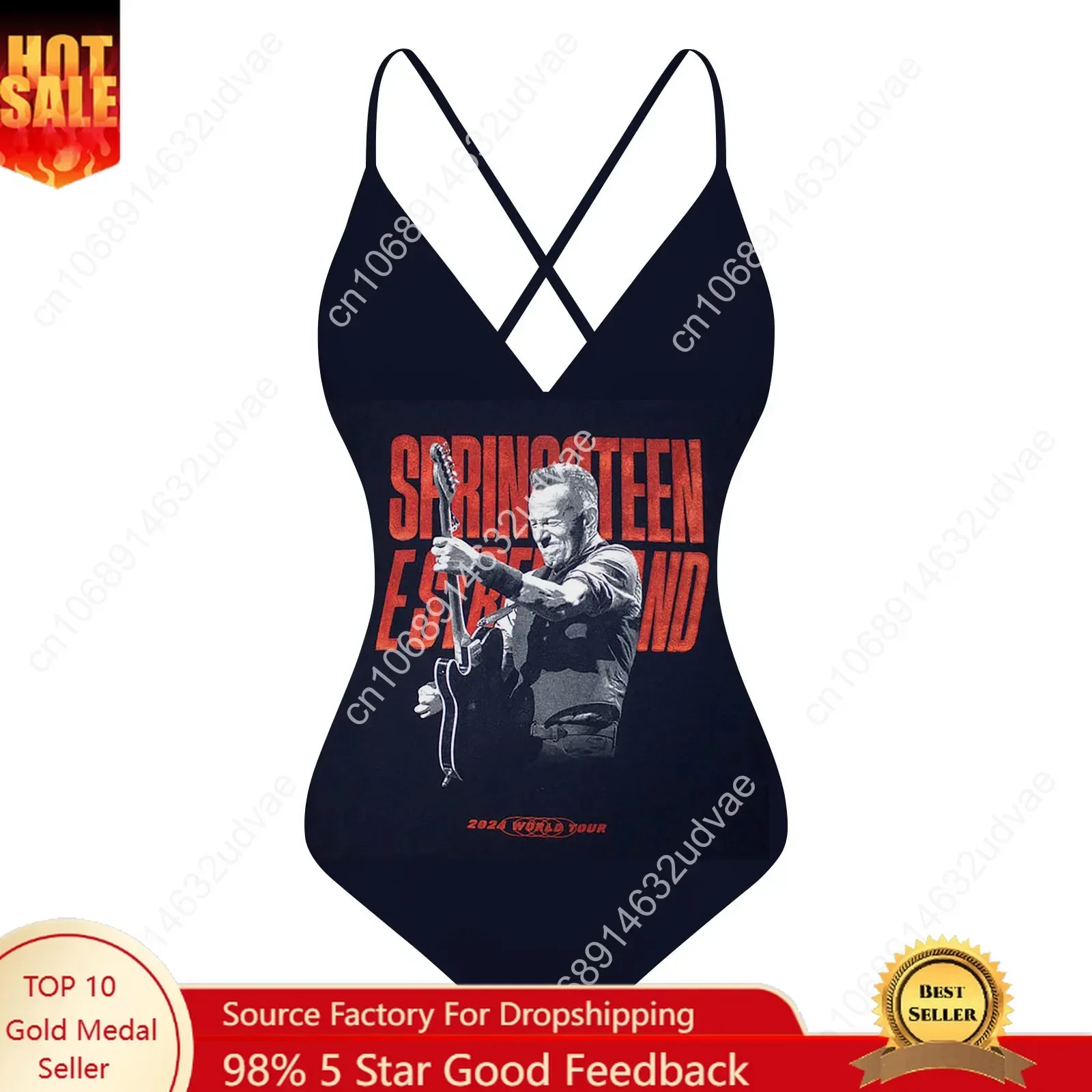 Bruce Springsteen V-neck Halter Back Swimsuit Womens Bathing Suits Personalized Bikini Pool Party Swimwear Custom Made Beachwear