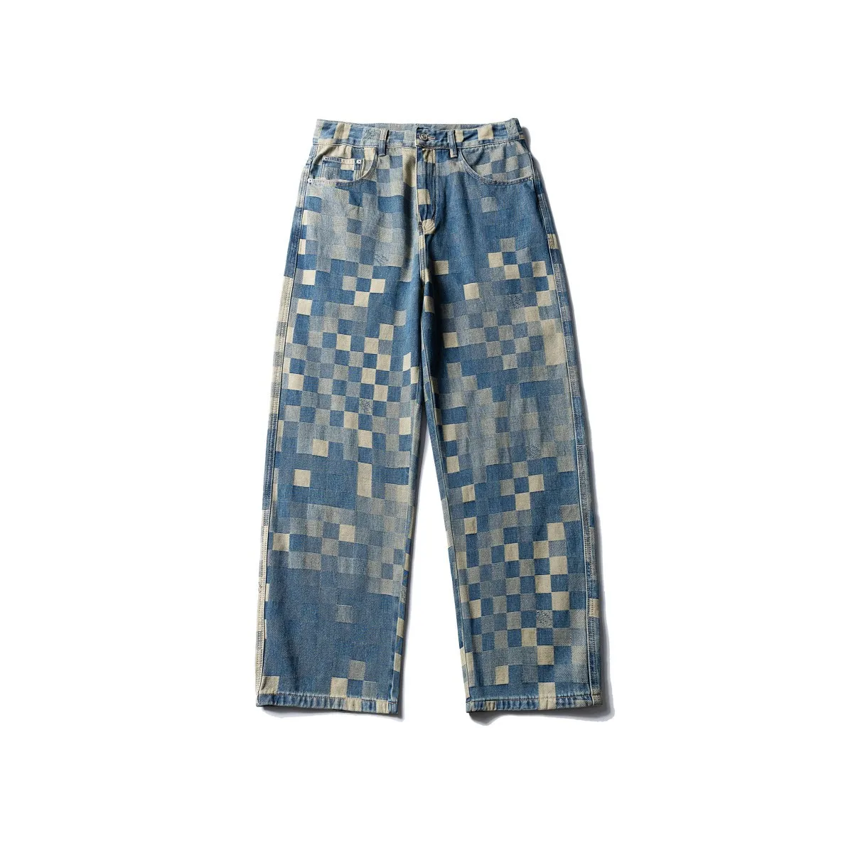 

RUIIENRS x ARBENDO 2025 Spring New American Style Checkerboard Jeans