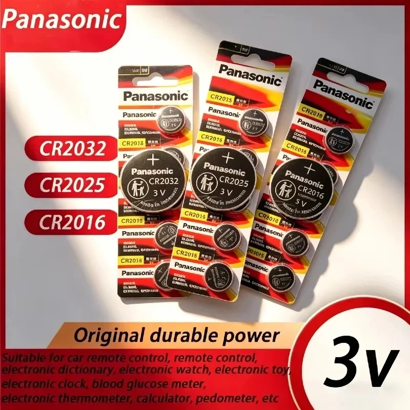 5PCS Panasonic CR2032 CR2025 CR2016 3V Lithium Coin Batteries for Watch Calculator Toy Long Lasting