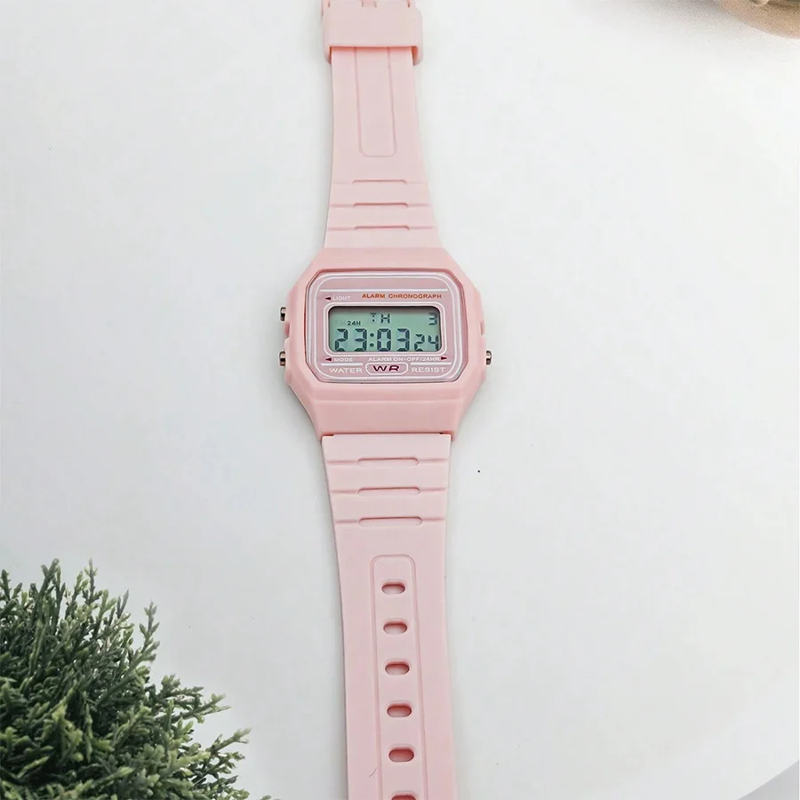 1pc Kids Tpu Strap Led Square Dial Digital Watch For Teen Students Daily Life