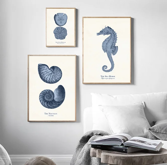 Fossil Fish Turtle Snail Star Tree Vintage Wall Art Canvas Painting Nordic Posters And Print Wall Pictures For Living Room De