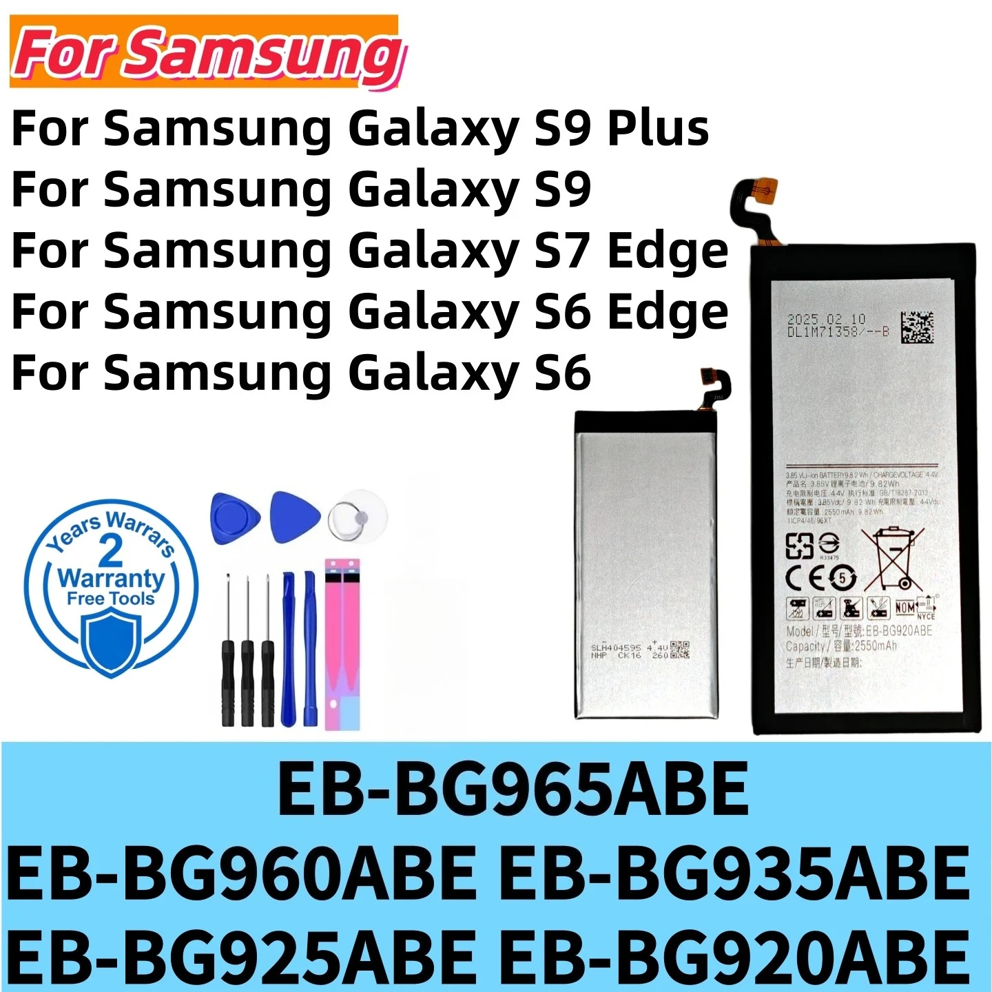100% New Original High Quality EB-BG920ABE BG925ABE BG935ABE BG960ABE Battery For Samsung Galaxy S6 Edge S7 Edge S9 Plus G9200