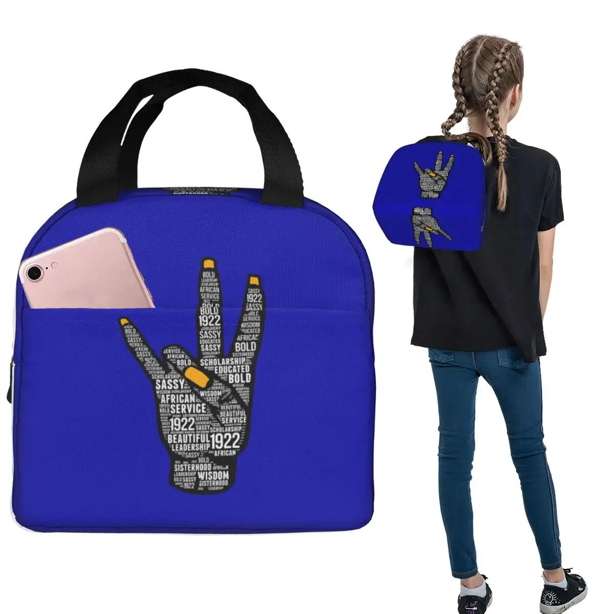 

Sigma 1922 Hand Sign Gamma Words Rho Gift Lunch Bag Insulated Bento Box Portable Lunch Tote Cooler Thermal Bag Children Travel