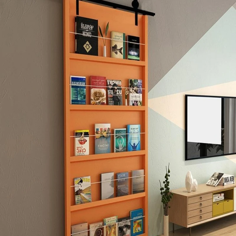 Bookshelf barn door, hanging rail door, bedroom sliding door