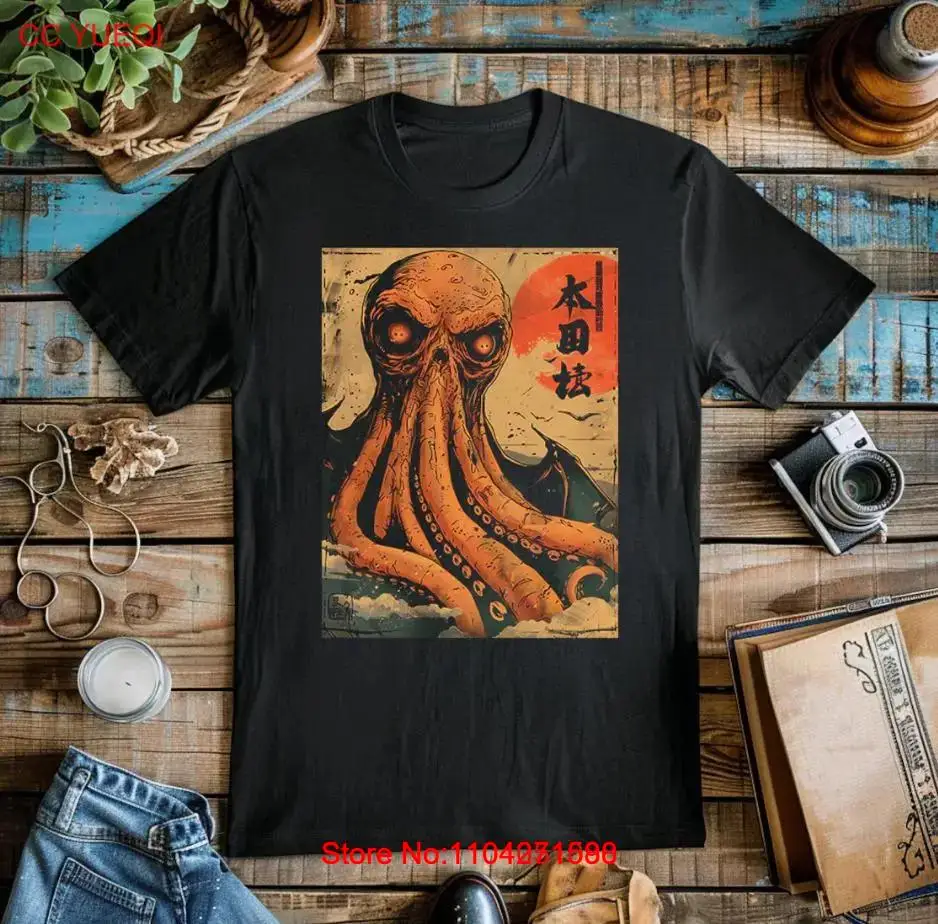 Cthulhu Shirt Japanese, Clothing Octopus, Art Gothic Clothes, Horror T-Shirt,Uni